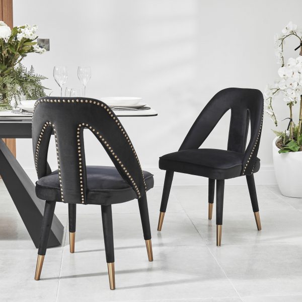 Alexandra Black Velvet Dining Chair – Gold Foot