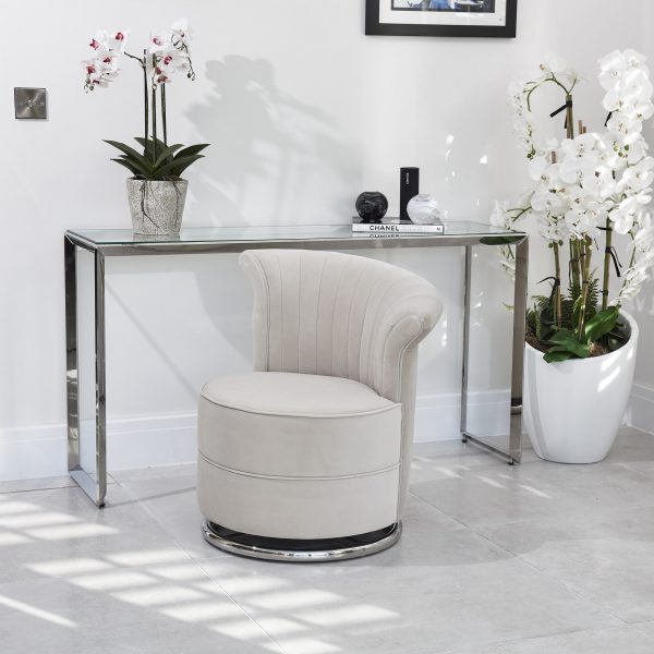 Grace Cream Velvet Swivel Accent Dressing Chair