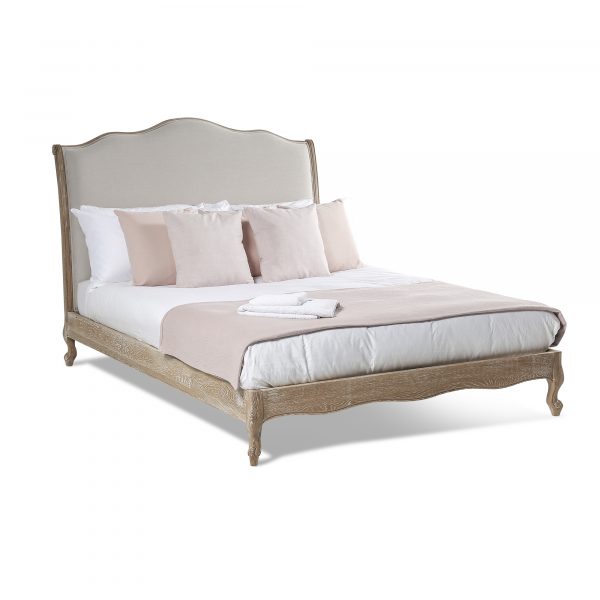 Camille French Weathered Limed Oak Low Super King Size Bed