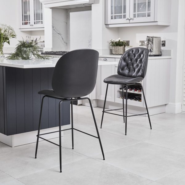 (Set of 2) Thiago Grey Faux Leather Bar Stool